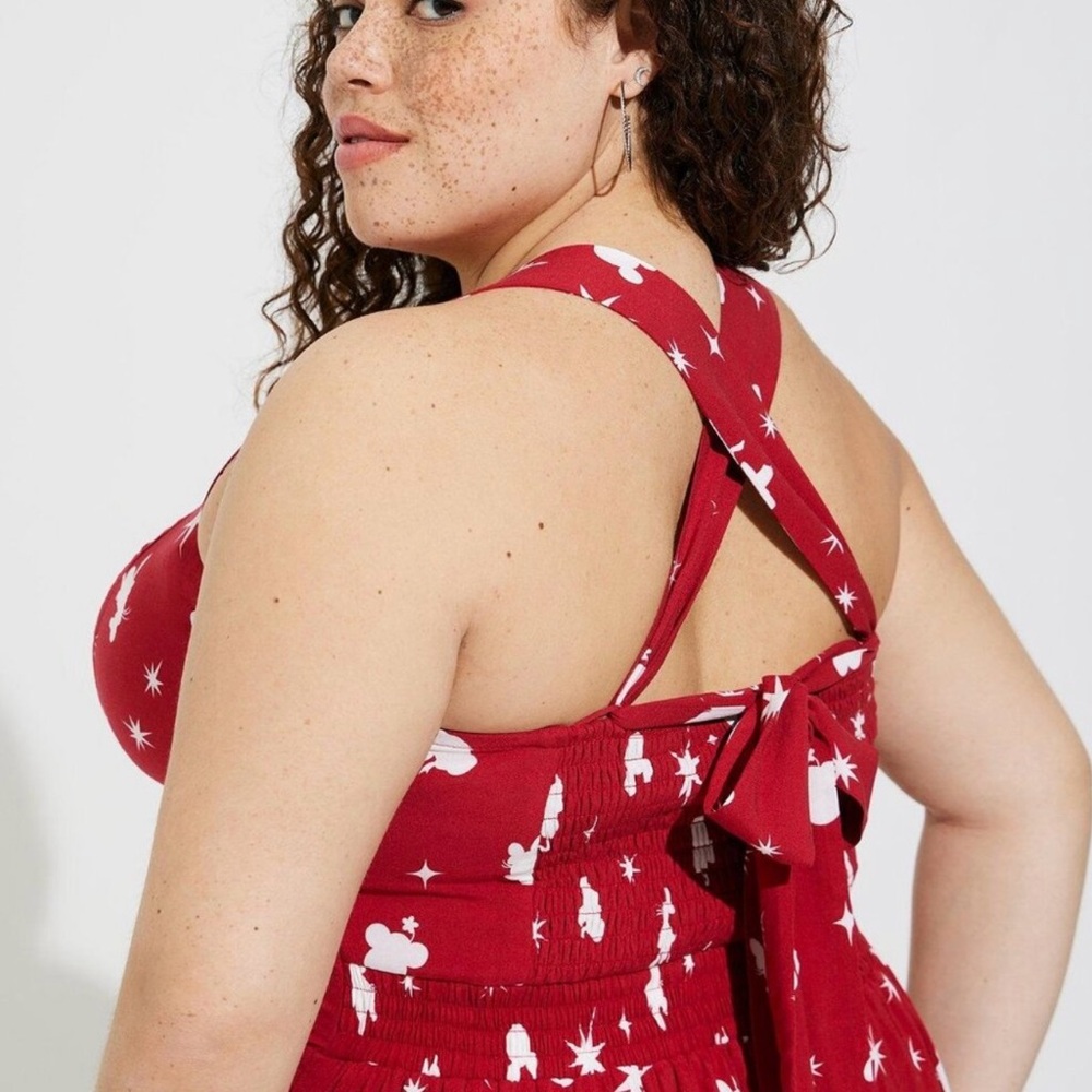 Torrid Disney Americana Mickey Friends Stretch Challis Button Front Romper Sz 3 - Picture 7 of 11